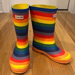 Hunter Kids Rainbow Striped Boots. Size 12 little kids